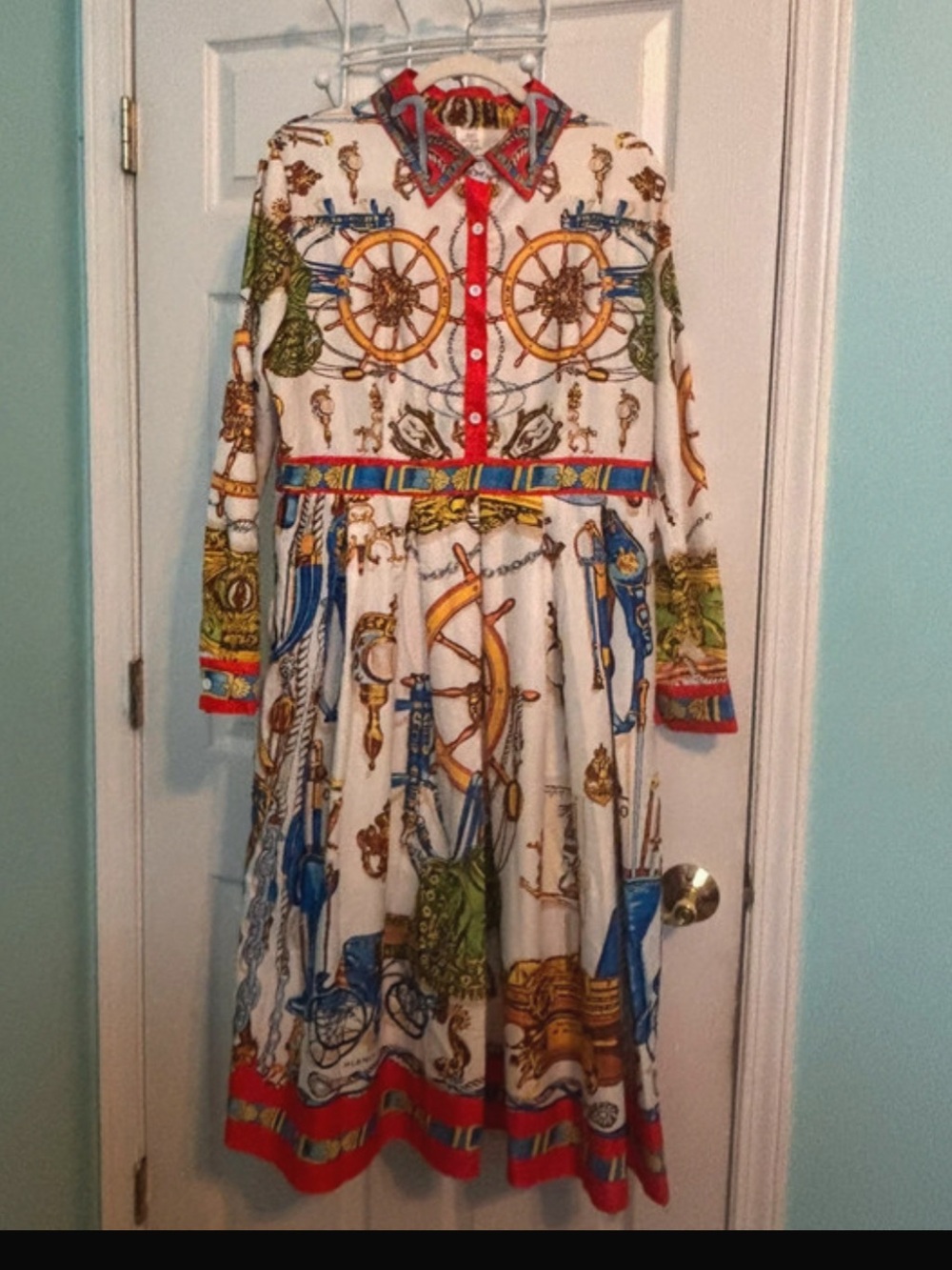 Nautical Print Maxi Dress Retro Style Sundress Old Money Coastal Glam